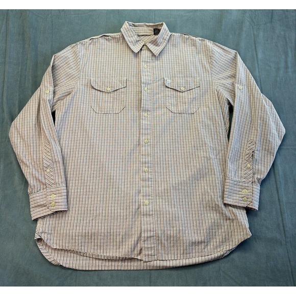 Timberland Button Shirt Long Sleeve Plaid Multicolor Men's Large Cotton STAIN - Picture 1 of 11